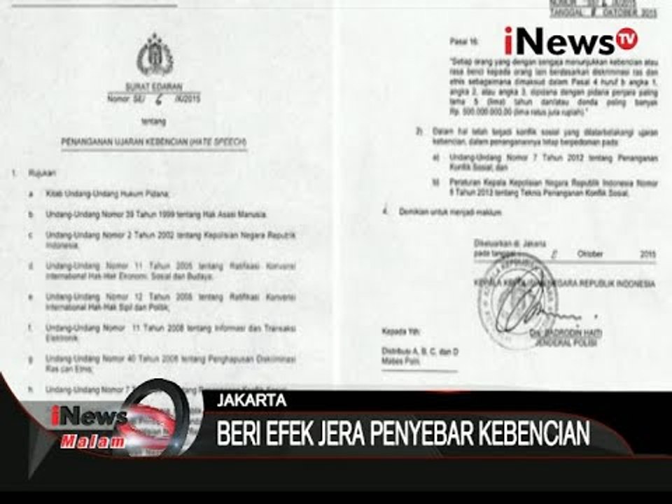 Kapolri Rilis Surat Edaran Antihujat - iNews Malam 02/10
