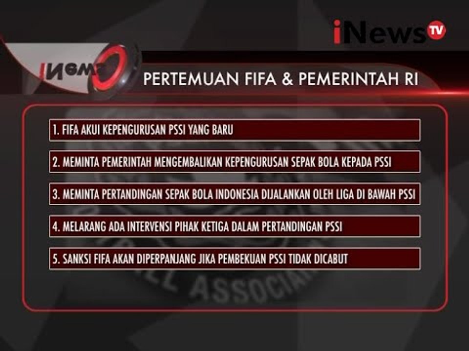 Inilah Poin Pertemuan FIFA Dengan Pemerintah RI - iNews Siang 03/11