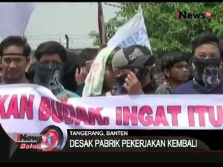 Download Video: Desak pekerjakan korban PHK, buruh demo di depan sebuah pabrik di Tangerang - iNews Malam 01/02