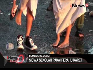 Banjir luapan bendungan jati gede, siswa sekolah dengan perahu karet - iNews Siang 15/02