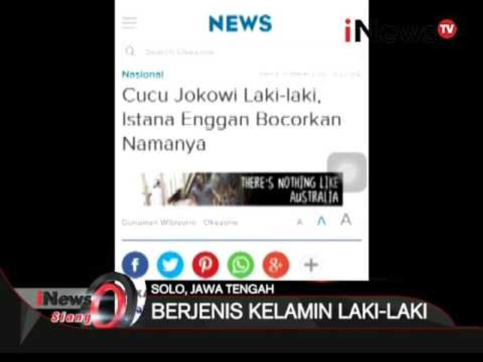Cucu pertama Presiden Jokowi lahir di Solo, jenis kelamin laki-laki - iNews Siang 10/03