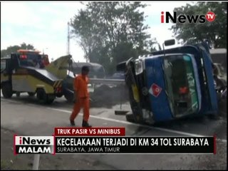 Ban meletus, Truk Pasir terguling di KM 34 tol Surabaya - iNews Malam 08/06