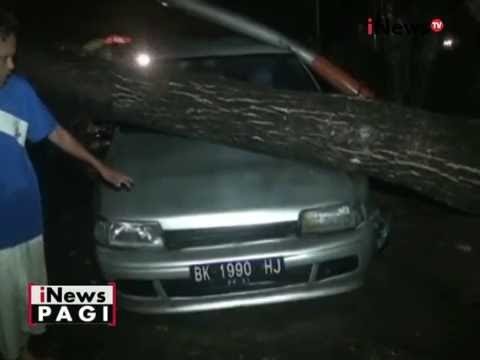 Hujan deras dan angin kencang akibatkan pohon menimpa pengendara sepeda motor - iNews Pagi 13/09