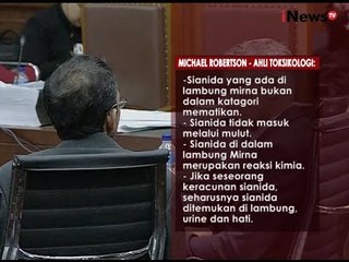 Inilah beberapa point kesaksian dari ahli Toksikologi Michael Robertson - iNews Breaking News 21/09