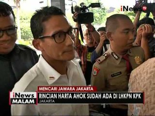 Ahok tolak tantangan Sandiaga Uno terkait pembuktian harta terbalik - iNews Malam 03/10
