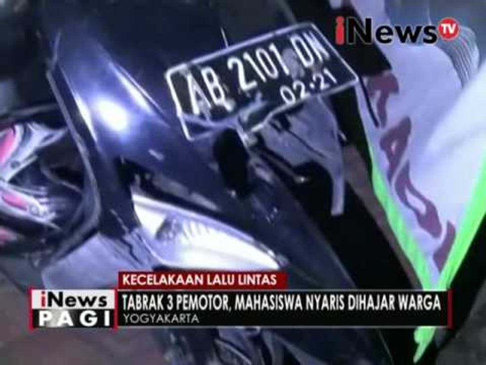 Seorang mahasiswa nyaris dihajar massa setelah mobil tabrak 3 motor - iNews Pagi 06/12