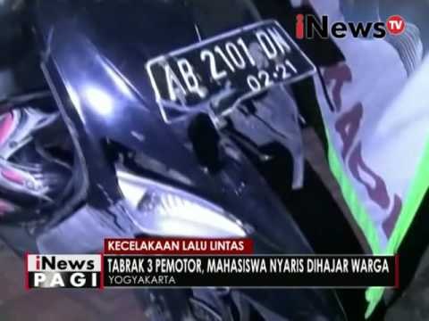 Seorang mahasiswa nyaris dihajar massa setelah mobil tabrak 3 motor - iNews Pagi 06/12
