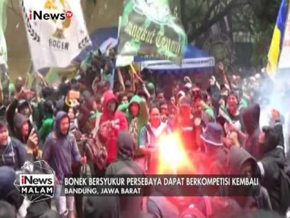 Bonek suka cita di Bandung menyambut meriah hasil keputusan Kongres PSSi - iNews Malam 08/01