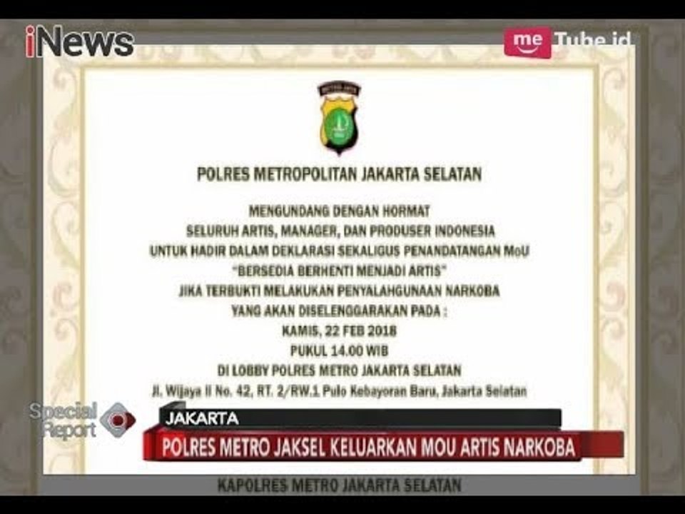 Polres Jaksel Sebar MoU "Artis Narkoba" untuk Manajer dan Produser Artis - Special Report 21/02