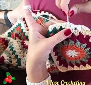 Crochet. We Connect Square Motives Crocheted. We Knit Rugs, Bags