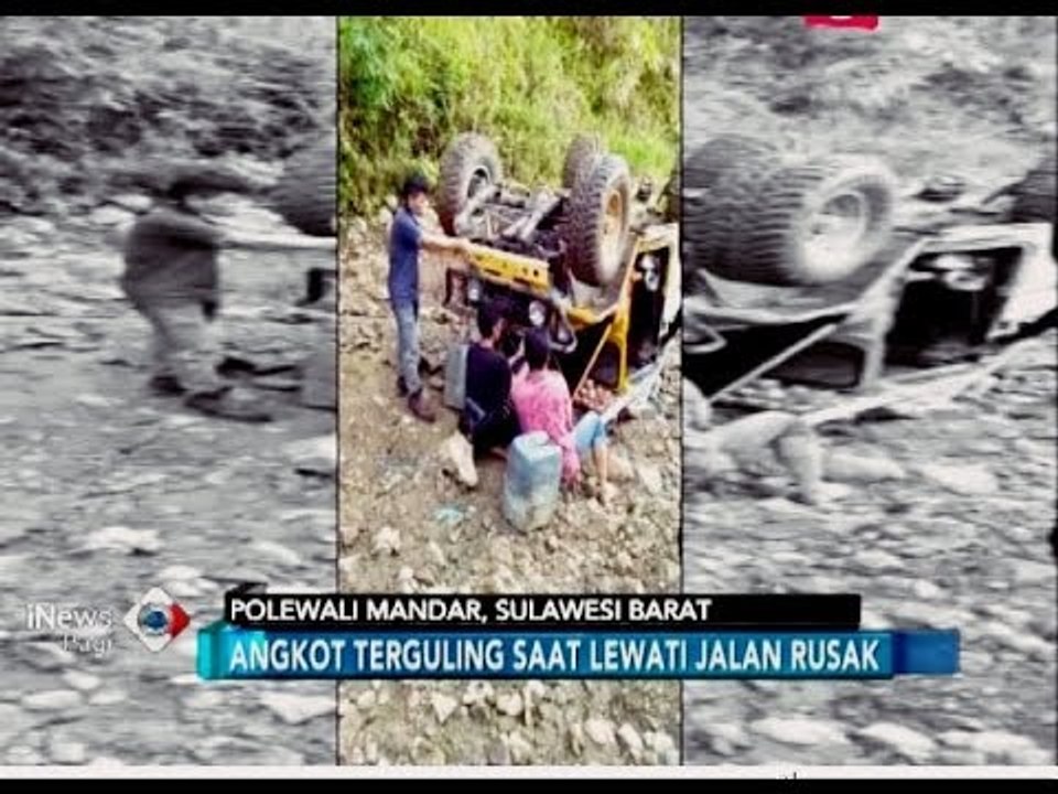 RUSAK BERAT!! Angkot Terguling Lewati Jalan di Polewali Mandar - iNews Pagi 03/07