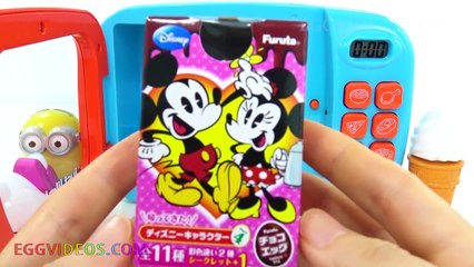 Learn Colors Microwave Surprise Toys Ice Cream Frozen Hello Kitty Minions EggVideos.com