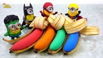 Minions Avengers Learn Colors with Rainbow Kinetic Sand Banana Surprise Toys Songs for Kids