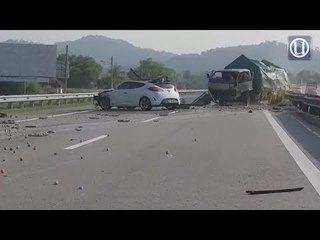 Akibat mengantuk, kereta rempuh lori bawa muatan telur ayam