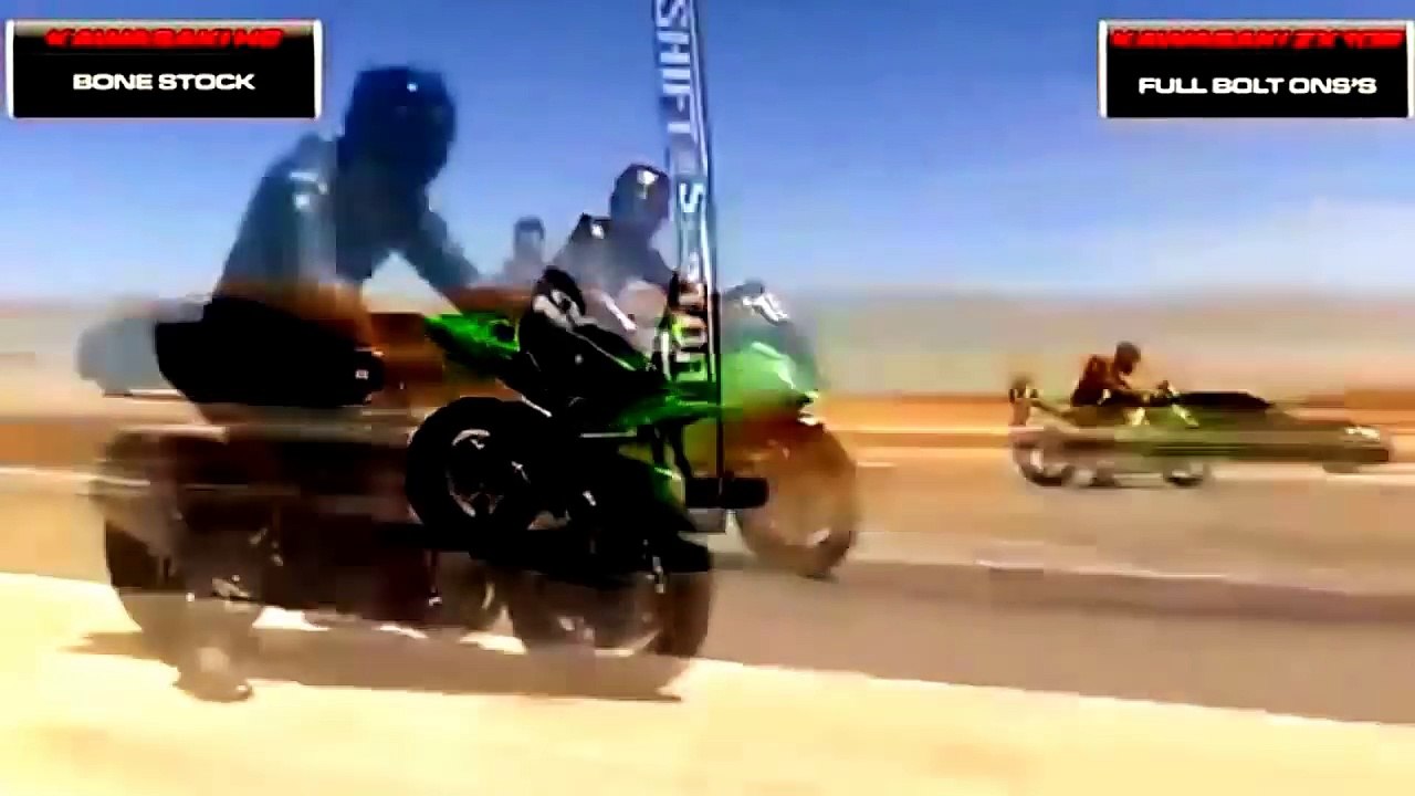 kawasaki ninja H2R vs bmw S1000RR   Kawasaki Ninja H2r vs Bugatti Veyron Drag Race