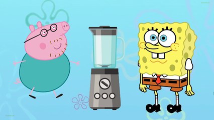 Peppa Pig Family & Spongebob Squarepants blender mixing | George vs Patrick Star for Kids 2017