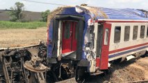 Tekirdağ'daki tren kazası - Ekipler vagonların kaldırılması için inceleme yaptı