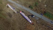 Tren Kazası - Demiryolları Ekiplerinin Onarım Çalışmaları Havadan Görüntülendi