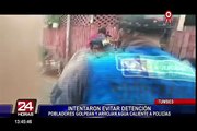 Tumbes: turba de personas ataca con agua caliente a dos policías