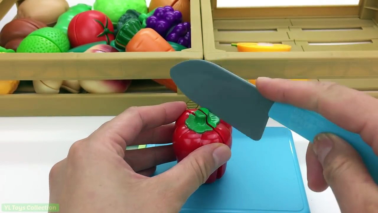 Learn Names of Fruit and Vegetables Velcro Cutting Toys Education Videos for Children Learning