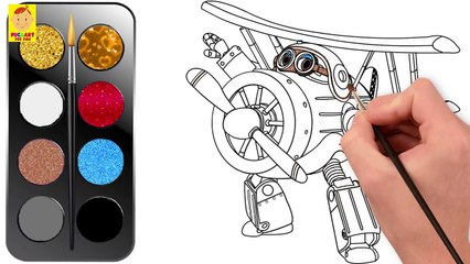 How to Draw Super Wings GRAND ALBERT for Kids - Learn Colors Coloring Pages and Drawing