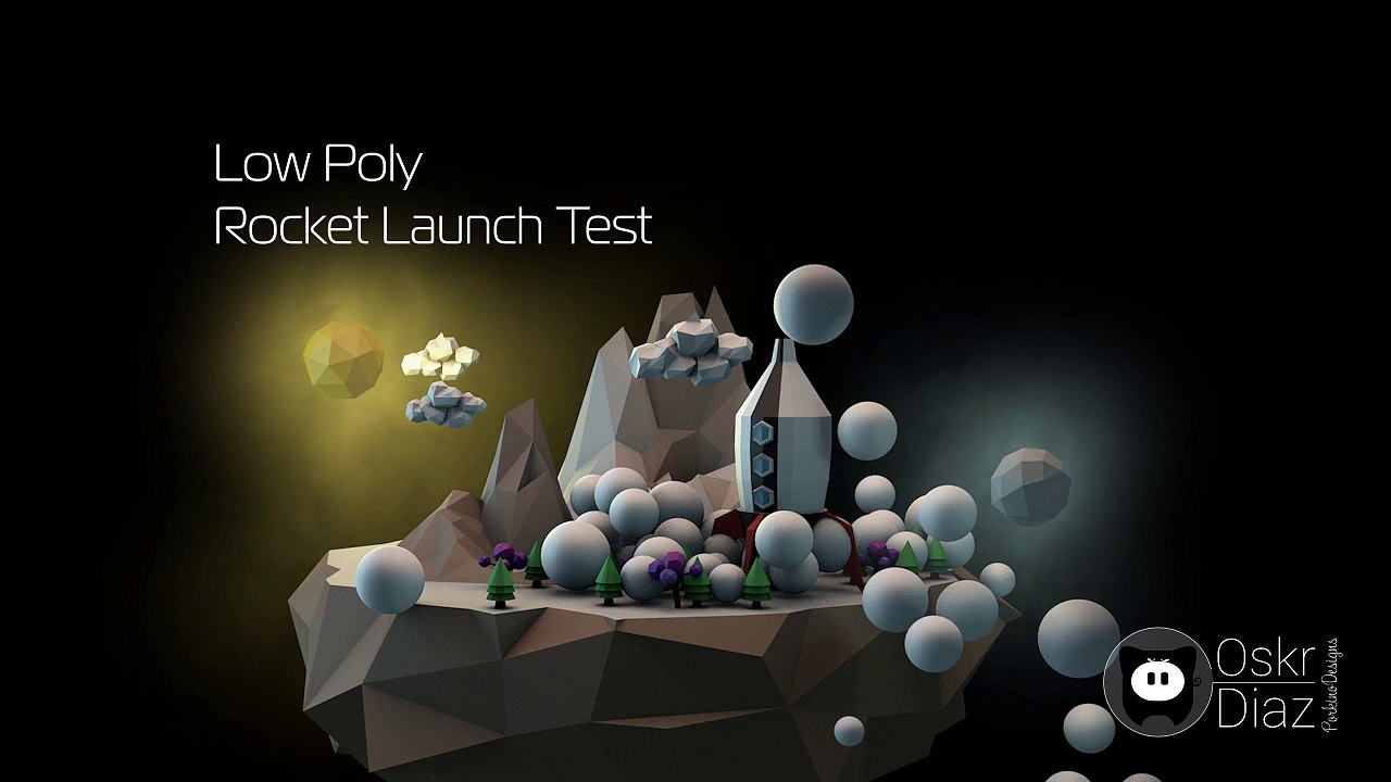 Low Poly, C4D Rocket Launch Test