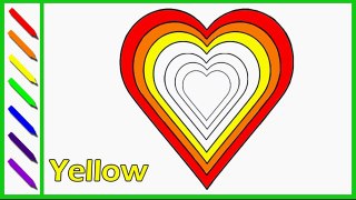 Learn Colors with Rainbow Heart Coloring Page for Children- Colours for Kids to Learn