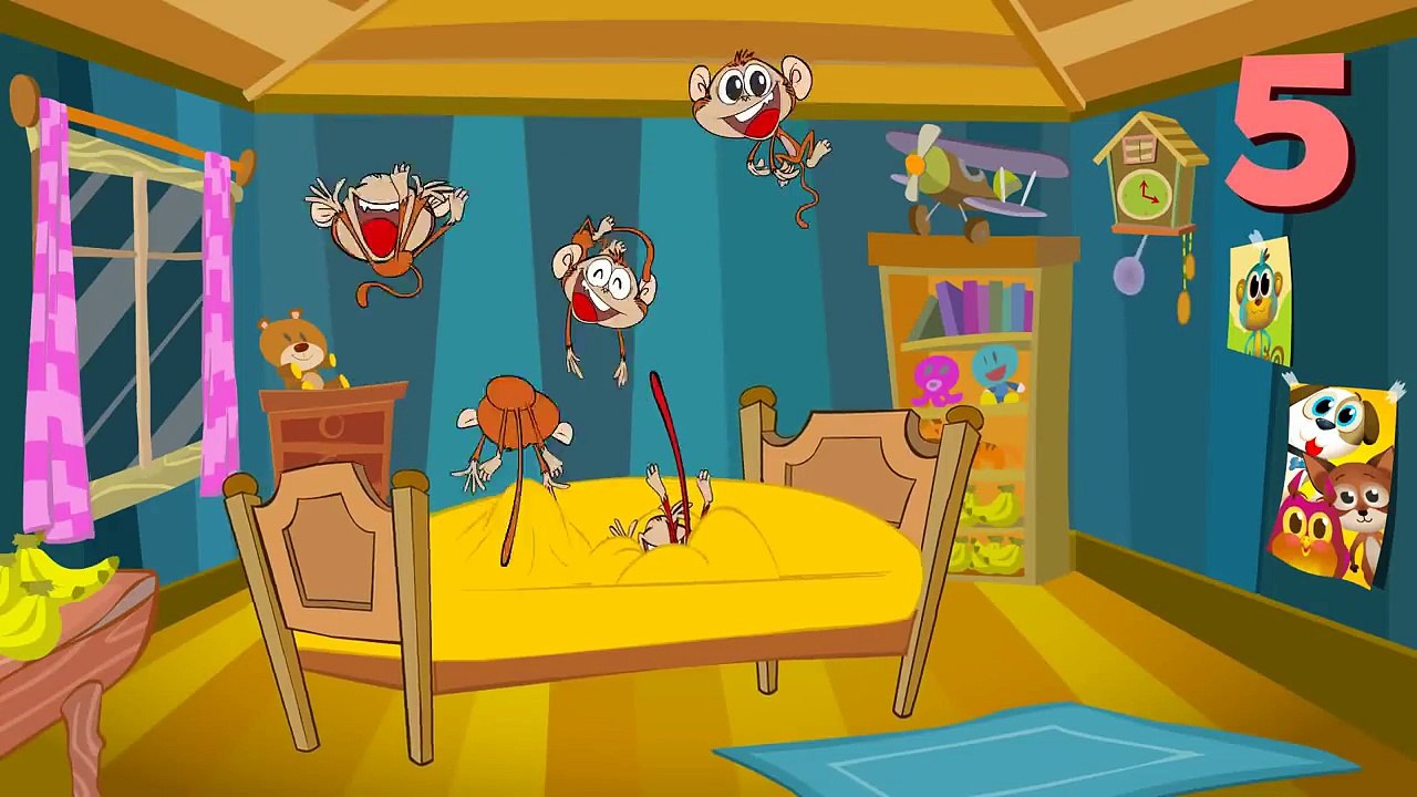 Five Little Monkeys Jumping on the Bed Children Songs, Nursery Rhymes, Kid Songs HD