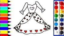 Pretty Dress Coloring Page | Drawing Barbie Dress | Learn Colors For Girls and Kids