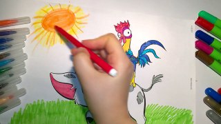 Coloring Pages MOANA- HeiHei the Rooster and Pua the Pig! For Kids Coloring Book!