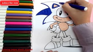 painting for kids : How to color sonic the hedgehog for kids , coloring pages shosh channel