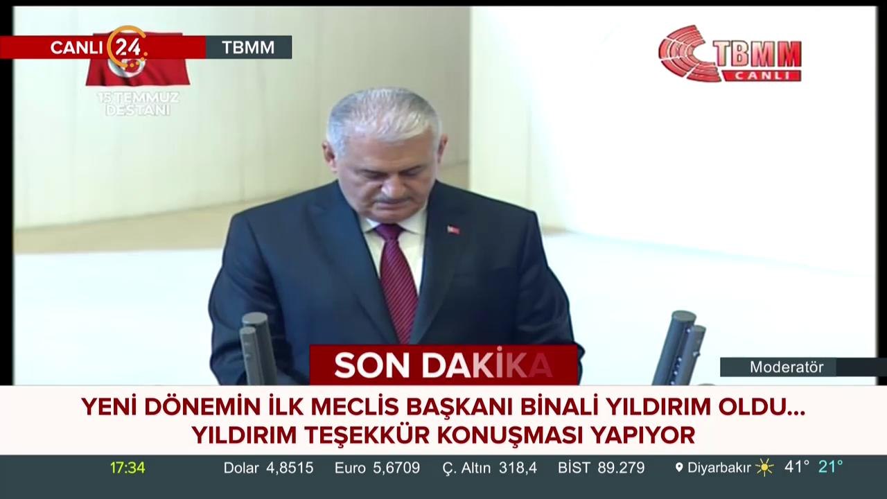 Yeni dönemin ilk Meclis Başkanı Binali Yıldırım