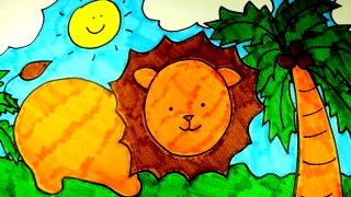 How To Draw A Lion, Kids Animal Video!