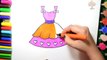 Draw Color Paint Barbie Heart Dress Coloring Pages and Learn Colors for Kids