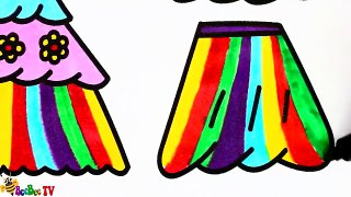 How to Draw Kit Dresses Rainbow for Girl | Coloring Set: Lipstick, a Makeup - Art Colors for Kids