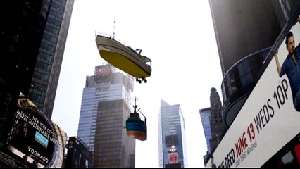 Art exhibit shows New York's Times Square submerged in water