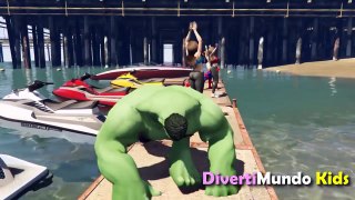 Hulk Lanza Al Capitán América Al Mar!! Tiburón Ataca A Spiderman [Vídeos Para Niños]