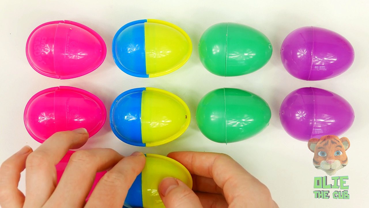 Learn Patterns and Colors with Surprise Eggs and Olie The Cub