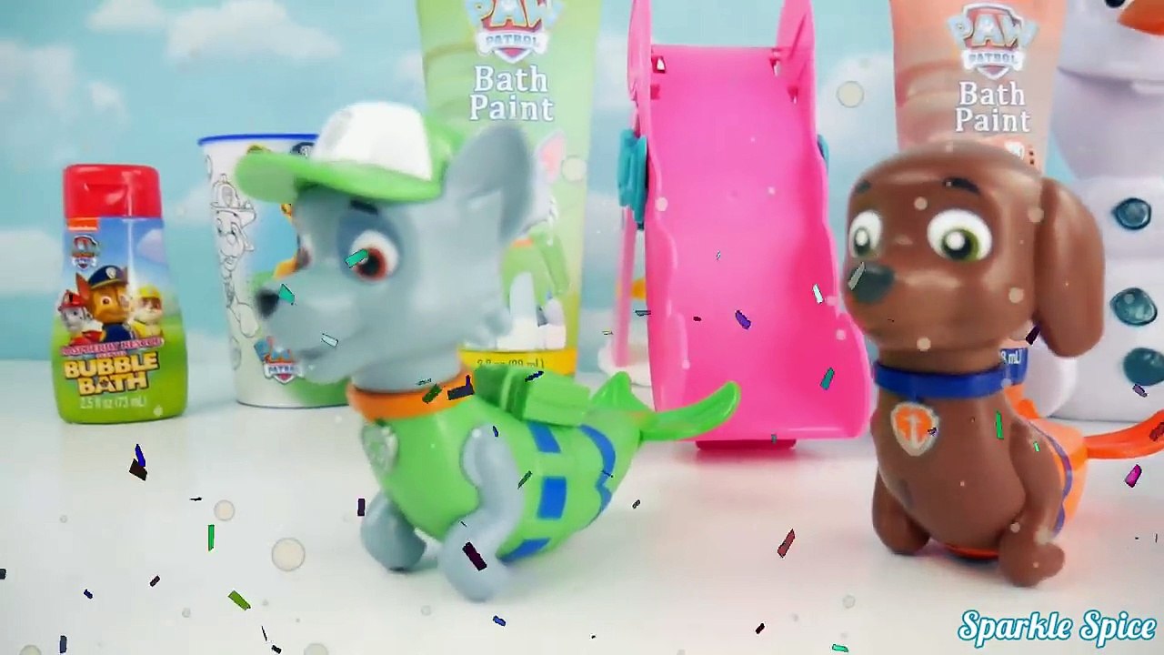 Paw patrol mer pups play with fingerpaint