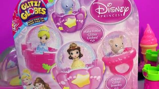 Glitzi Globes Disney Princess Cinderella Belle Beauty & the Beast Castle Water Playset Toy Unboxing