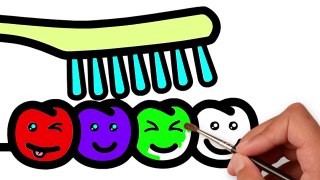 Teeth and Toothbrush | Coloring Page Drawing for Kids | How to Brush your Teeth