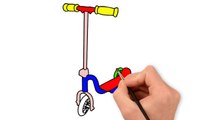 How to Draw Kick Scooter for Kids Coloring Pages | Coloring Pages for Kids