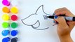 Cómo Dibujar y Colorear un Tiburón Para Niños Sea Animals How to Draw Paint Color Shark Kids Step by