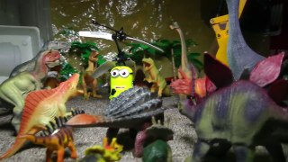 MINIONS VS DINOSAURS! Epic Battle! RC minions helicopter! Review