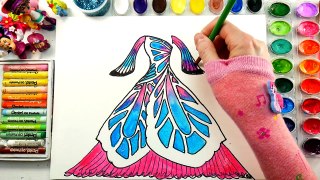 How to Draw and Color Dress for Girls Learning How to Paint with Water color