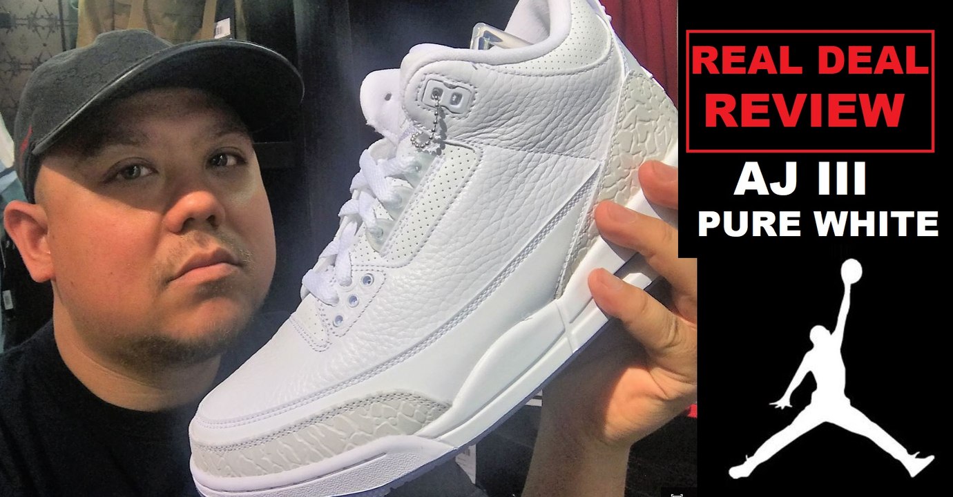 Air jordan 3 pure white store on feet