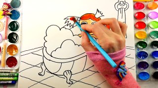 Coloring Pages Little Princess Bath Tub l Drawing Pages To Color For Kids l Learn Rainbow Colors