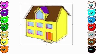 How to Draw 3D Family House - Coloring Book for Kids