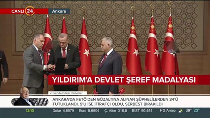 Başkan Erdoğan, Meclis Başkanı Yıldırım'a devlet şeref madalyası