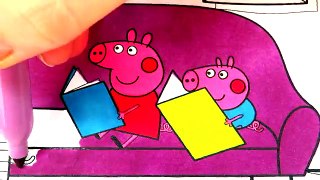 Daddy Pig Mummy Pig George Pig and Peppa Pig Drawing & Painting Learn Colors For Kids